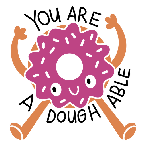 Donut de dibujos animados con los brazos levantados en el aire Diseño PNG