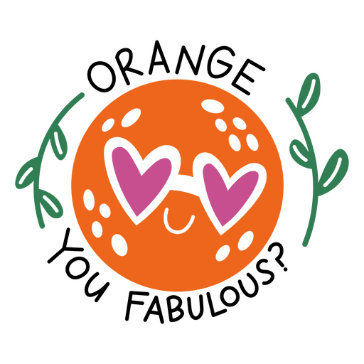 Laranja fofa com óculos e folhas Desenho PNG