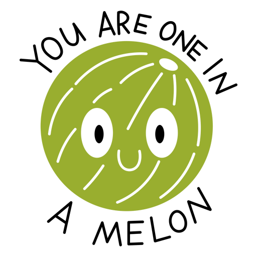 Sandía verde con una cara sonriente. Diseño PNG