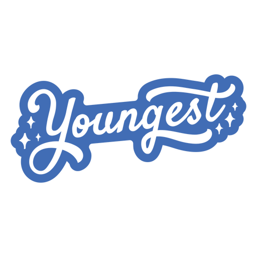 The word youngest in blue lettering PNG Design