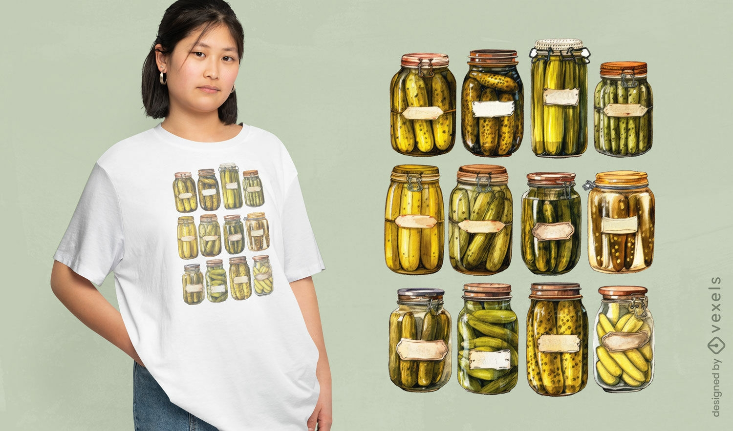 T-Shirt-Design mit Gurken im Glas