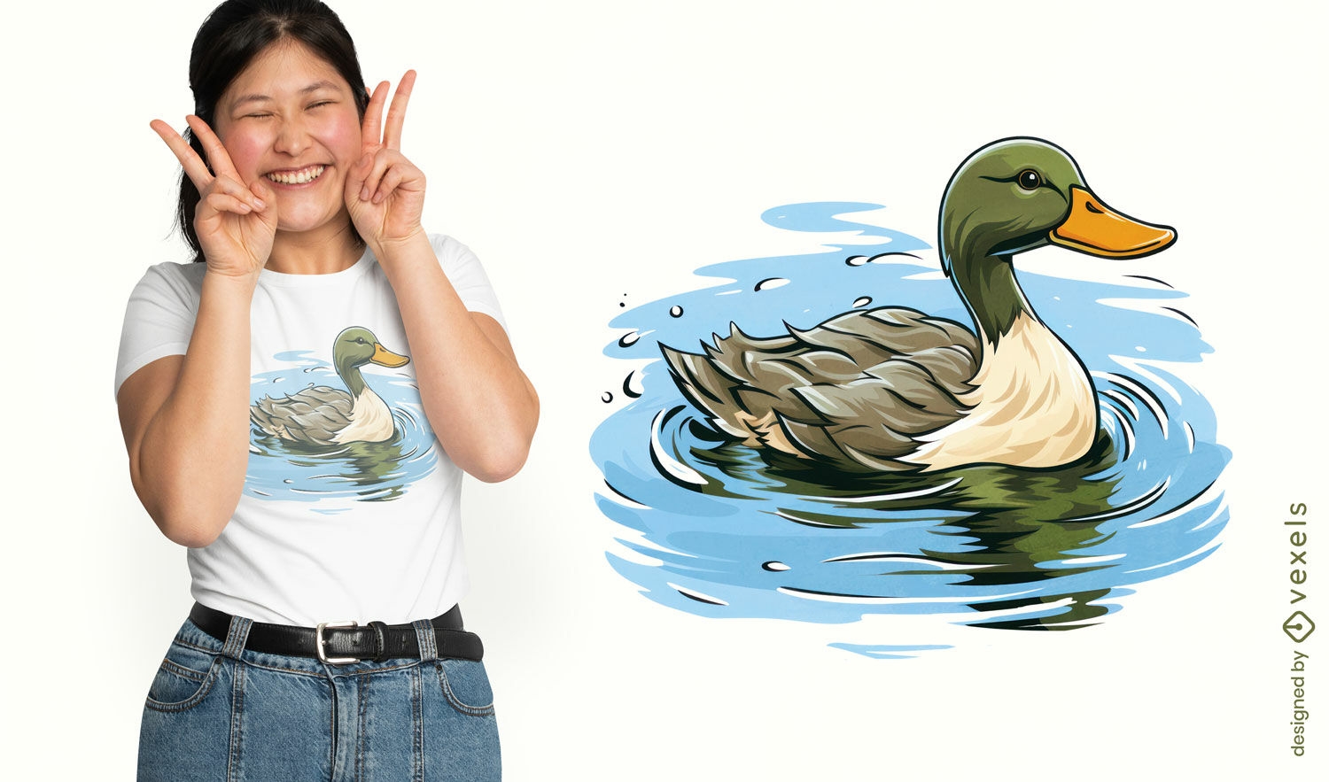 Duck swimming t-shirt design