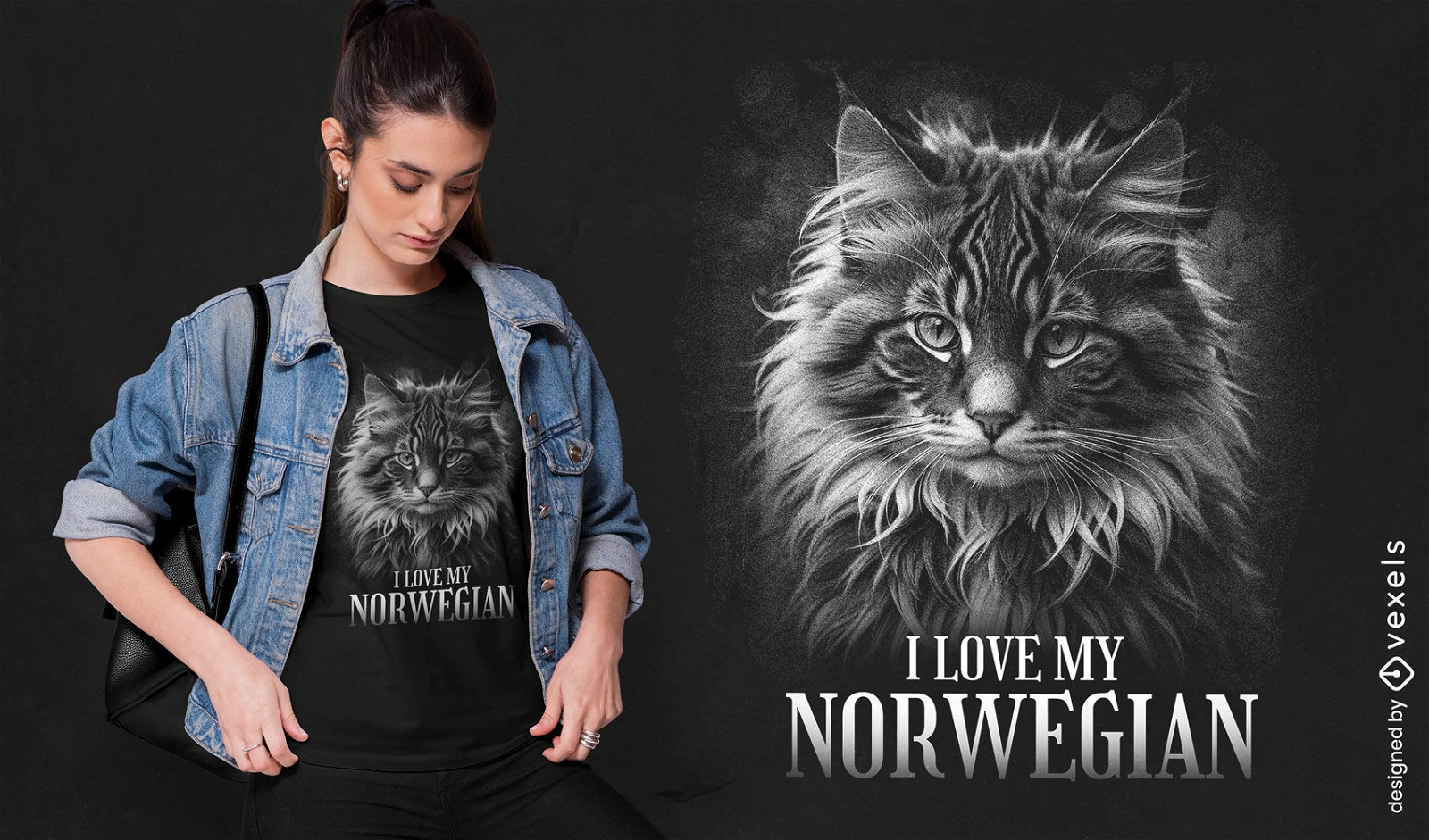 Me encanta el dise?o de camiseta de mi gato noruego.