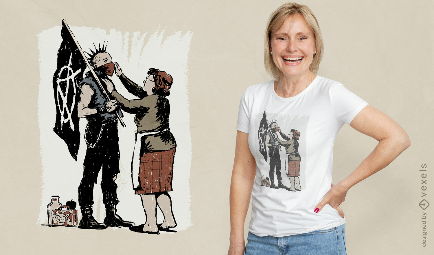 Punk-T-Shirt-Design für Sohn und Mutter