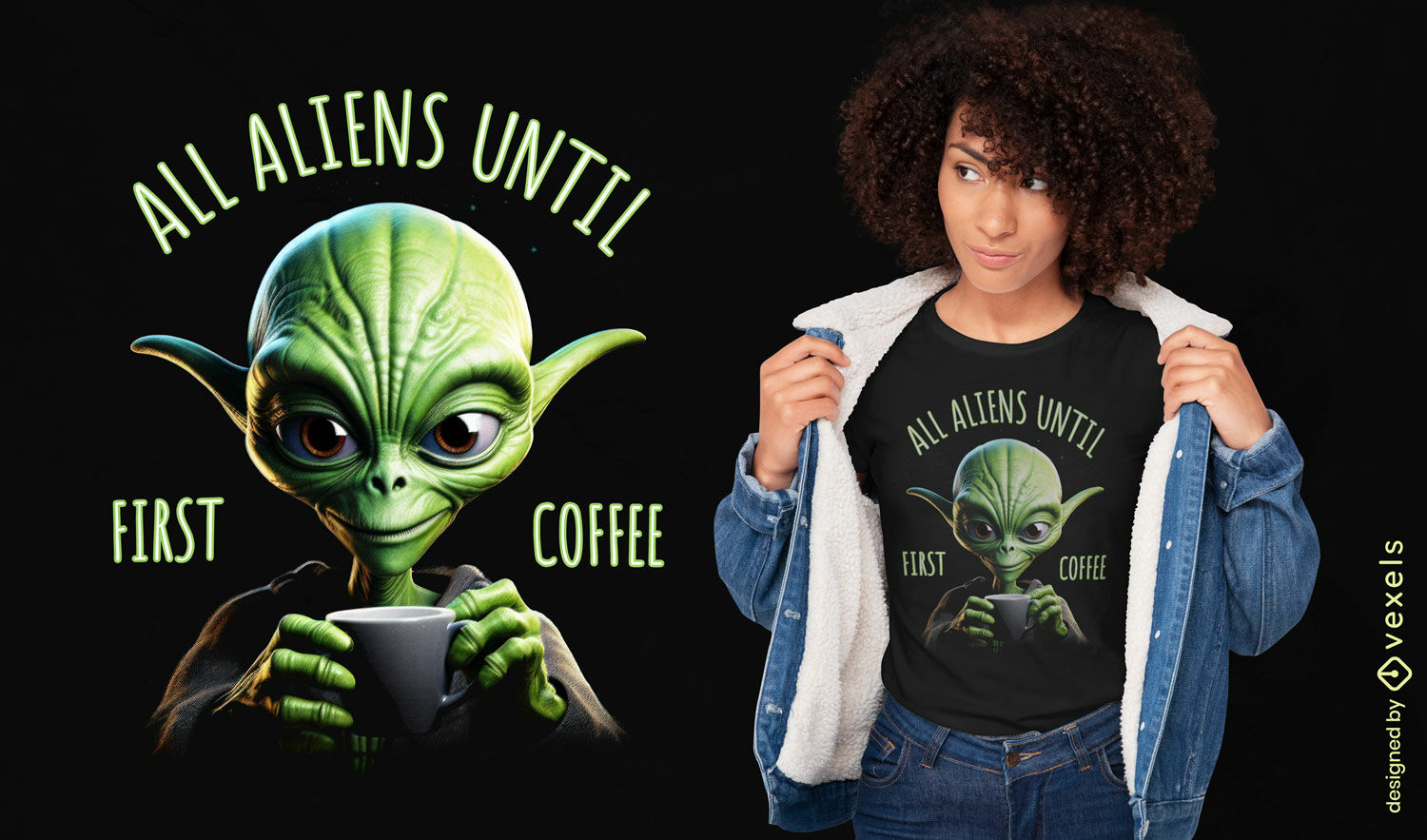 Todos os alienígenas até o design da camiseta do primeiro café