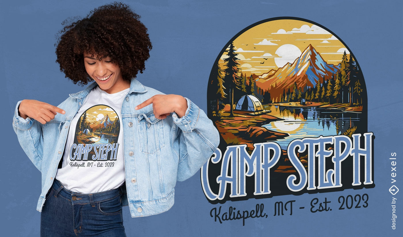 Design de camiseta do acampamento Steph