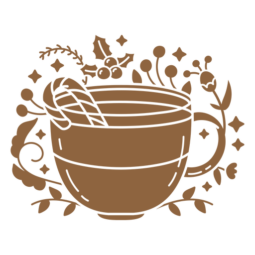 Tasse heißen Kakao mit Stechpalme und Beeren PNG-Design