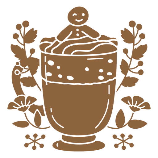 Coffee cup with a gingerbread man in it PNG Design
