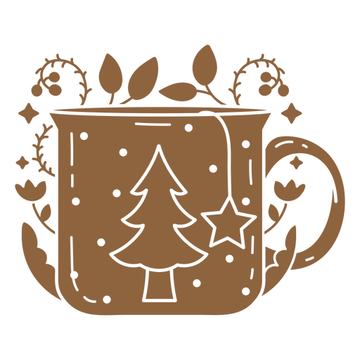 Coffee cup with a christmas tree on it PNG Design
