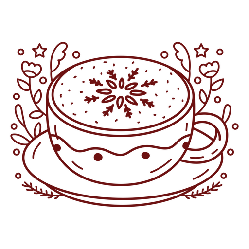 Cup of coffee with a snowflake on it PNG Design