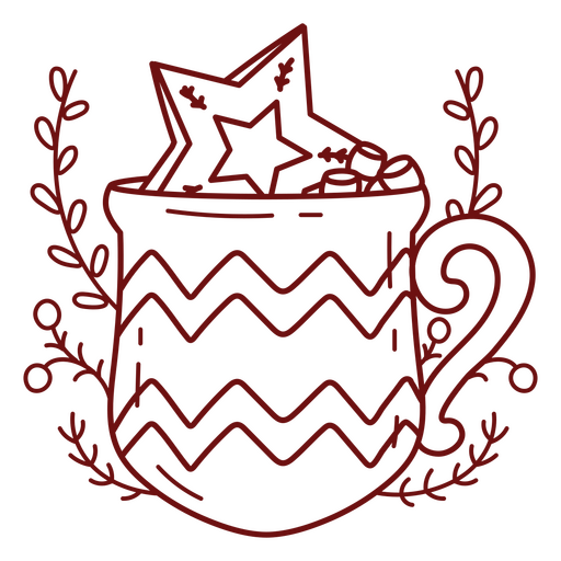 Charmantes Weihnachtsbecher-Design mit Sternen PNG-Design