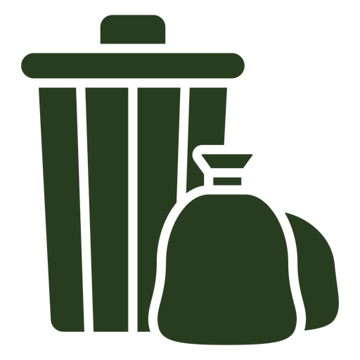 Green garbage can and bag PNG Design