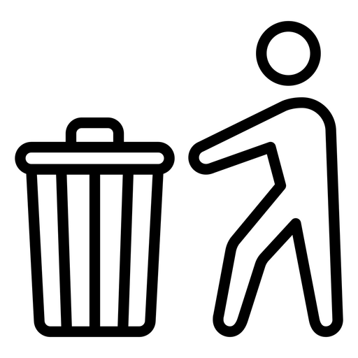 Minimalist trash can symbol design PNG Design