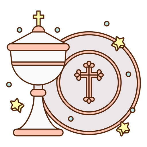 Chalice with a cross and stars PNG Design