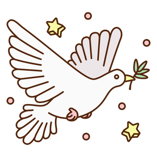Paloma blanca volando con estrellas en el cielo Diseño PNG
