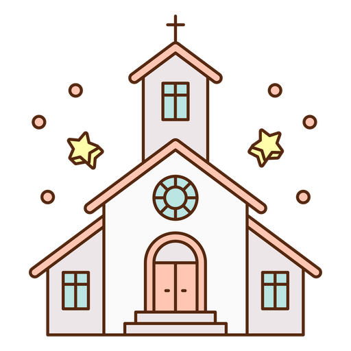 Icon of a church with stars on it PNG Design