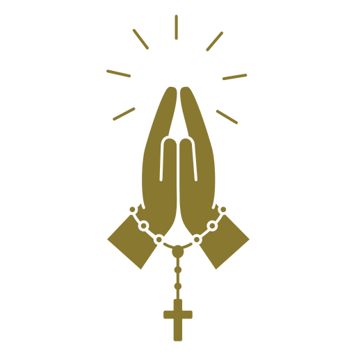 Goldener Rosenkranz und betende Hände PNG-Design