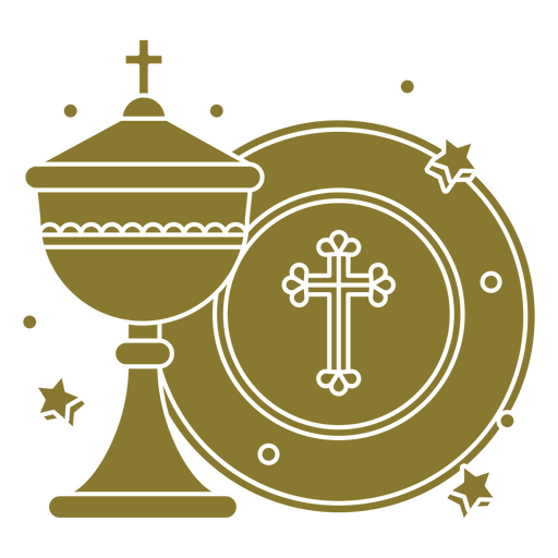 Elegante diseño para la comunión con cáliz y plato. Diseño PNG
