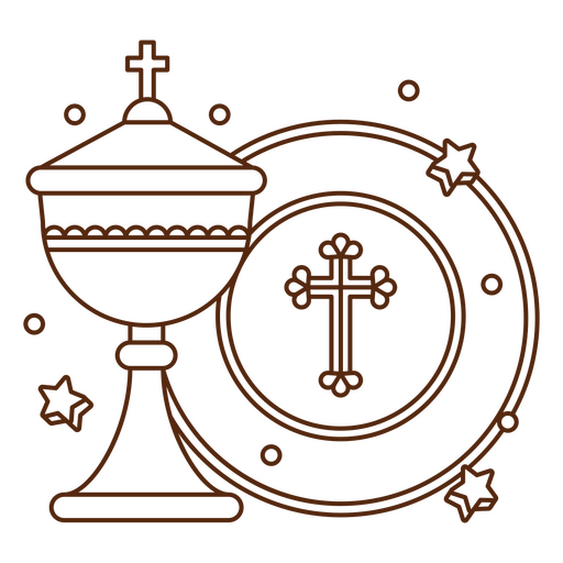 Icono de un c?liz y una cruz. Diseño PNG