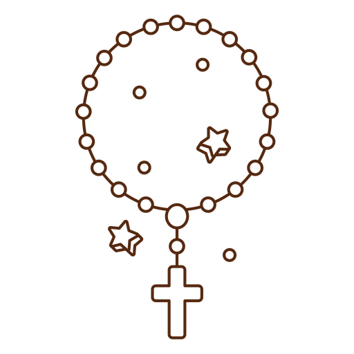 Rosario con estrellas y una cruz. Diseño PNG