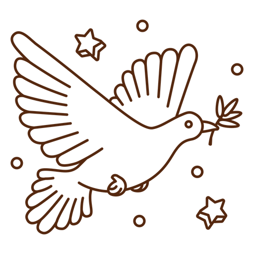 Illustration einer friedlichen Taube mit Sternen und Olivenzweig PNG-Design