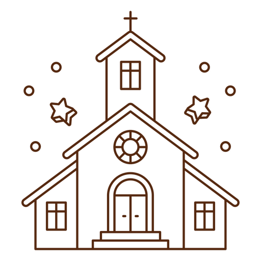 Minimalistischer Kirchenumriss mit Sternen PNG-Design