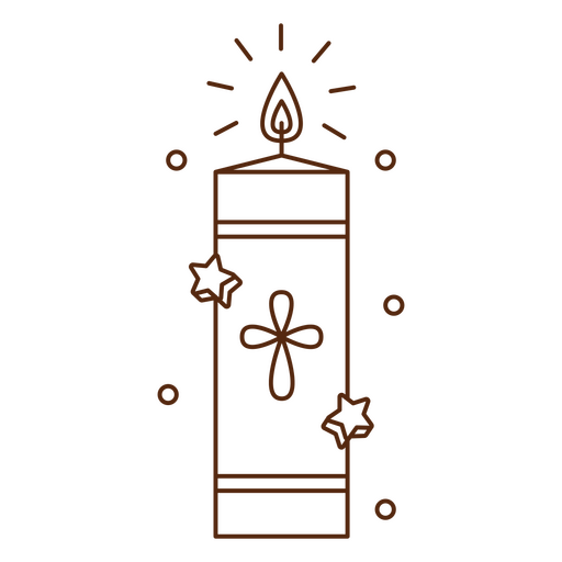 Kerze mit Sternen und einem Kreuz darauf PNG-Design