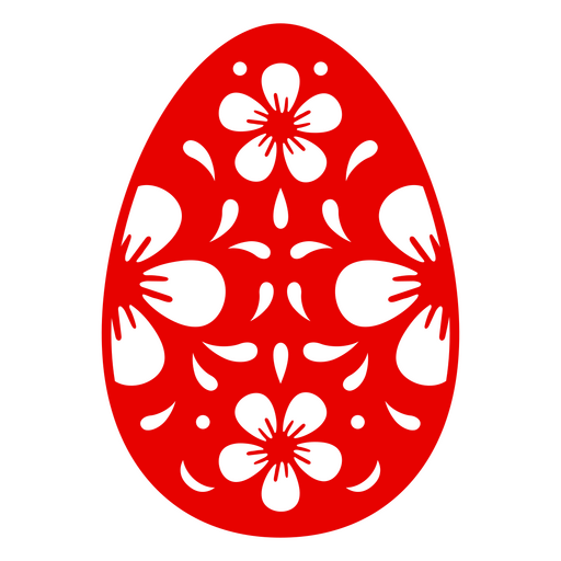 Huevo de Pascua rojo con diseños florales. Diseño PNG