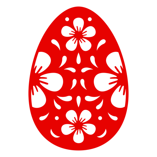 Ovo de Páscoa vermelho com desenhos florais Desenho PNG