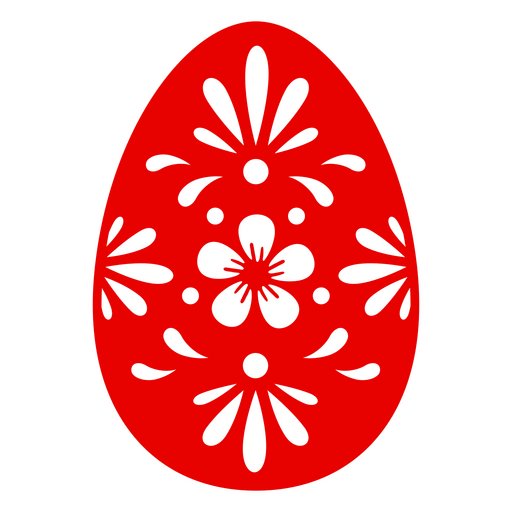 Huevo de Pascua rojo con dise?o floral. Diseño PNG