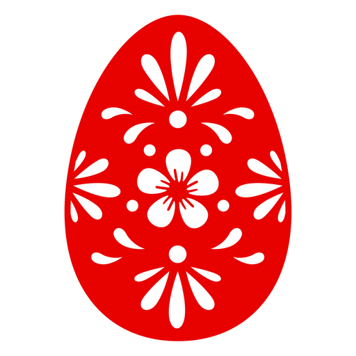 Huevo de Pascua rojo con diseño floral. Diseño PNG