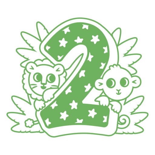 Verspieltes Design mit Tiermotiven, Nummer zwei PNG-Design