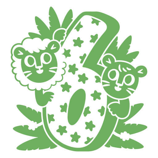 Green number six with a lion PNG Design
