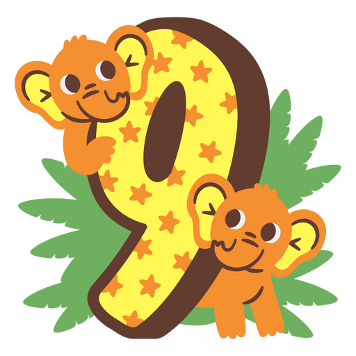 The number nine with two elephants in the background PNG Design
