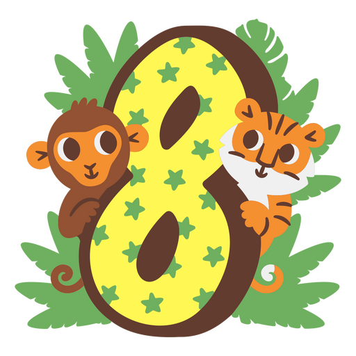 The number eight with animals PNG Design