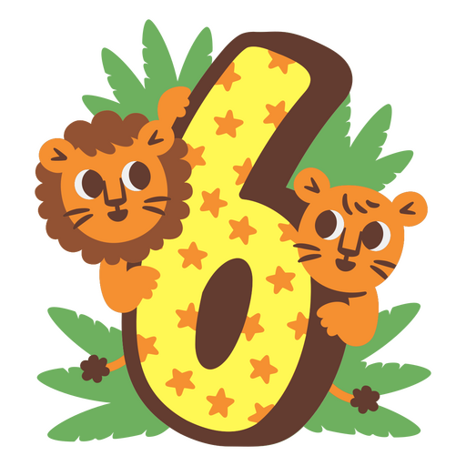 Lions holding the number 6 PNG Design
