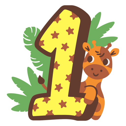Giraffe with a star on the number one PNG Design