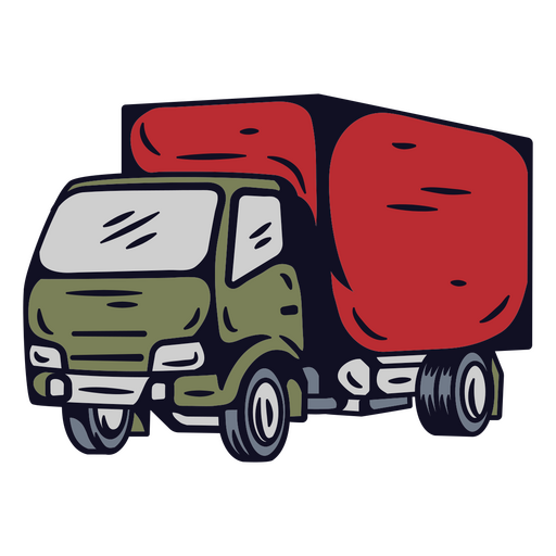 Red truck with a red box on it PNG Design