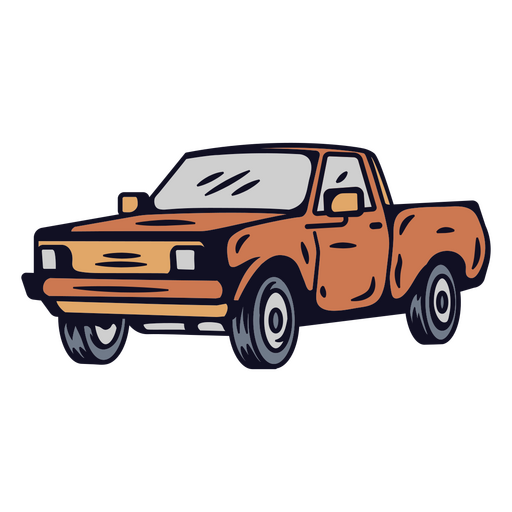 Ilustración elegante de un camión naranja Diseño PNG