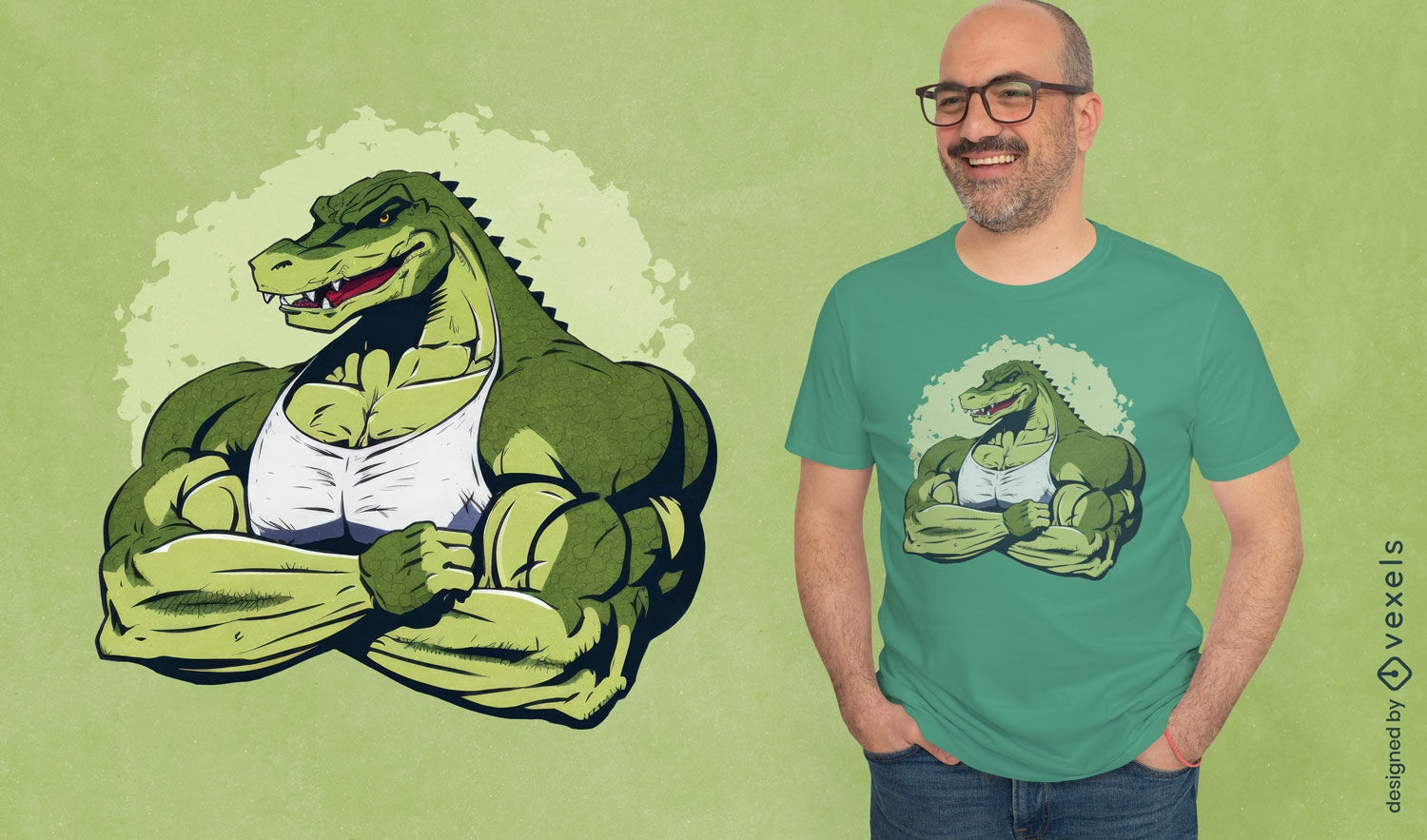 Design forte de camiseta de crocodilo para ginastica