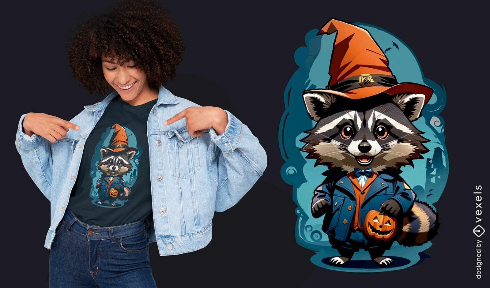 Halloween raccoon t-shirt design