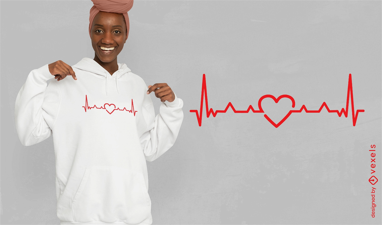 Heartbeat line red t-shirt design