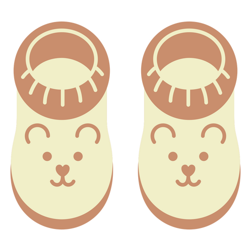 Un par de zapatos de bebé con un osito de peluche. Diseño PNG