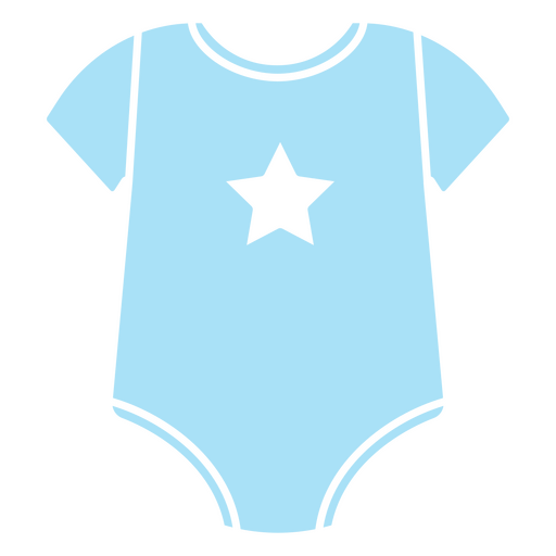 Blue baby onesie with a black star on it PNG Design