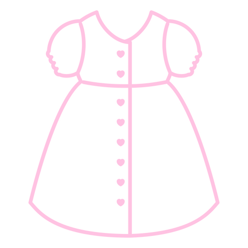 Vestido com um lindo design de botões em formato de coração. Desenho PNG