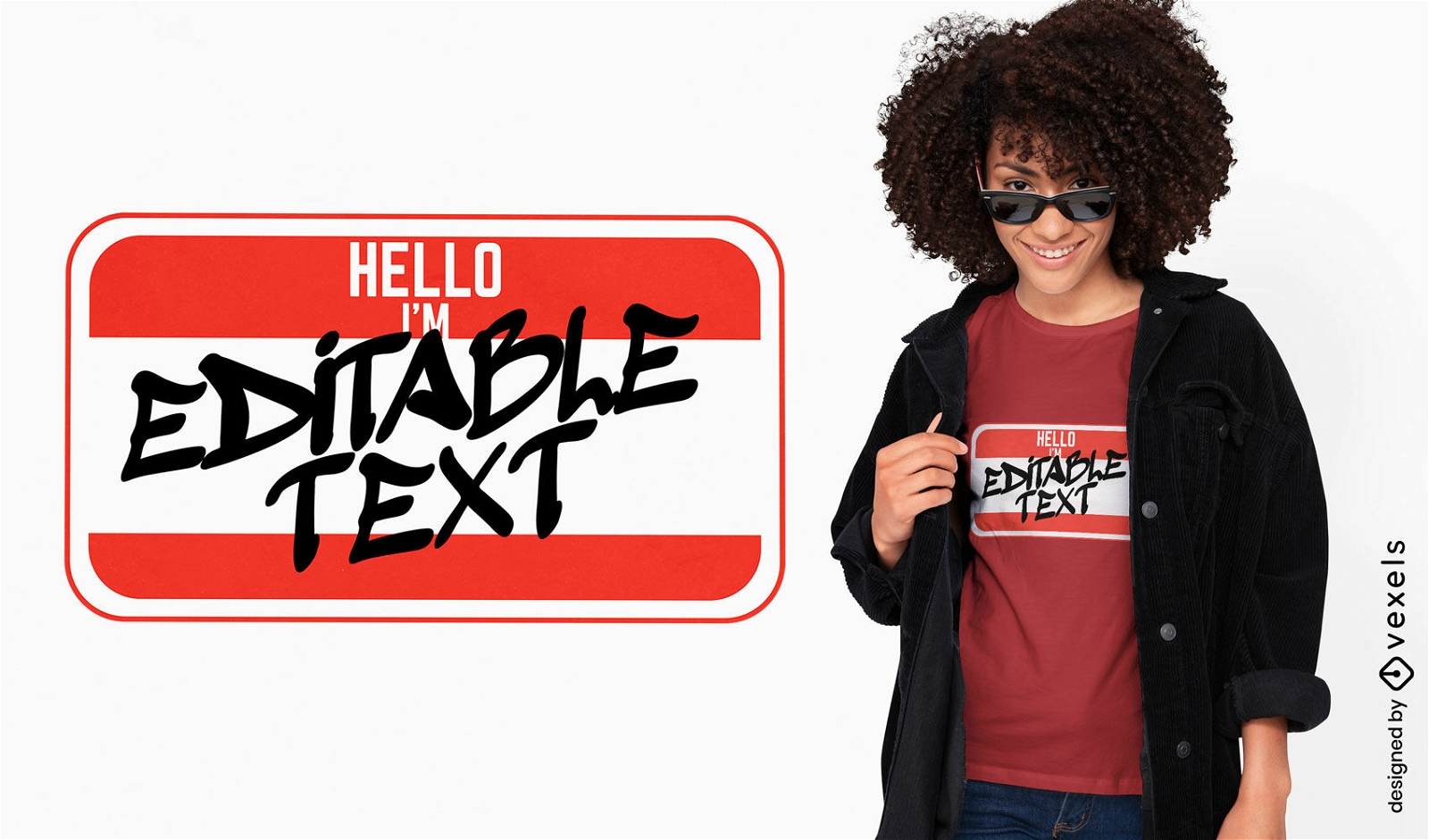 Editable text sticker t-shirt design