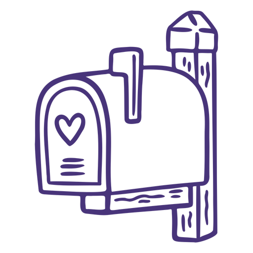 Caixa de correio roxa com um coração Desenho PNG