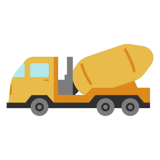 Yellow cement mixer truck PNG Design