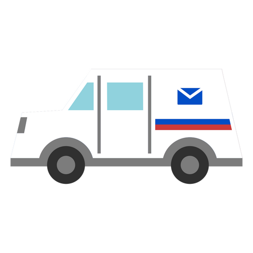 Ilustração estilizada de uma van de entrega postal Desenho PNG