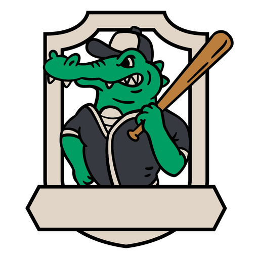 Crocodilo de desenho animado segurando um taco de beisebol Desenho PNG